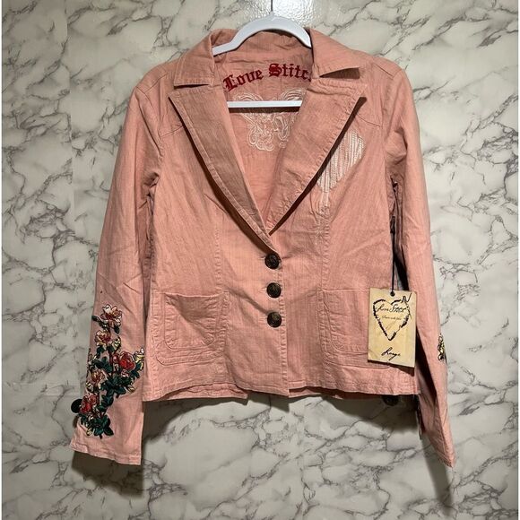 Love Stitch Pink Embroidered Blazer - Picture 1 of 9